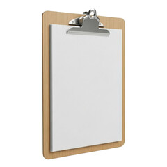Clipboard with Blank White Paper on a Transparent Background Ready for Your Text