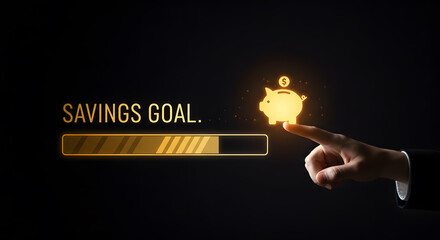 Saving goal finance piggy bank business concept investment money progress bar budget plan future wealth retirement economy growth success