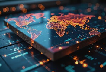 AI-optimized supply chain visualization highlighting a global logistics network
