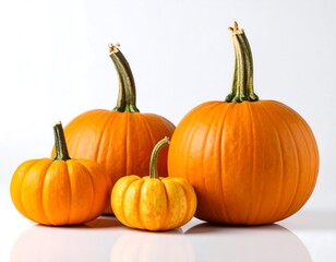 Fototapeta premium Pumpkins in various sizes against a white background
