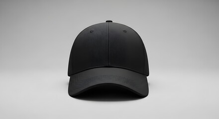 A sleek black baseball cap is isolated on white background, ready for customization