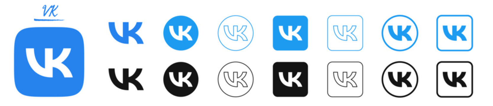 VK Black and blue Square and Circle Logo Vector, VK App Icon, Editable AI, Transparent Background, Premium Social Media Design for Digital Download 