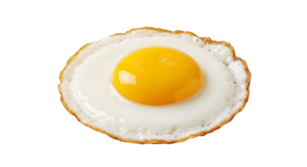 A sunny side up egg with a bright yellow yolk on black background    .ai generative, transparent background, white background. isolated on white background