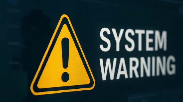 System Warning on a dark background, representing a critical alert and the need for immediate attention. The image highlights a vital system alert.