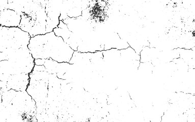 Surface crack and fissure in ground, concrete, Vector grunge cracked texture Transparent background.