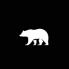 Clean bear logo vector on black, minimal and powerful icon for forest, wild, or sports brand use.

