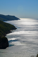 Sunlit Coastline and Sparkling Sea Horizon