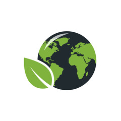 Obraz premium Earth globe with green leaf symbolizing environmental care 