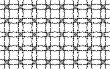 Abstract black and white grungy textured plaid pattern with repeating geometric shapes