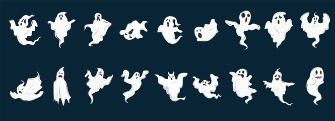 Ghosts Halloween elements vector bundle set