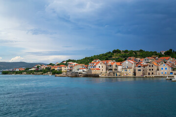 Fototapeta premium Historic Croatian Village with Stone Houses on the Adriatic Sea
