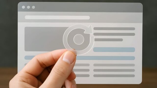 A hand holding a website interface, demonstrating web design concept