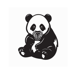 Adorable Baby Panda Sitting Calmly in Natural Habitat with Soft Fur Detail