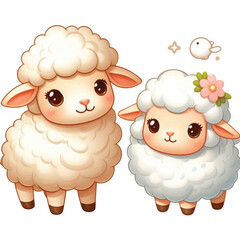 Cute Sheep And Lamb illustration