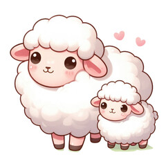 Naklejka premium Cute Sheep And Lamb illustration