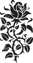 Black Rose Floral Tattoo Vector Clipart Design. Decorative Flower Silhouette Design for Tattoos, Stickers, Stencils, and Prints