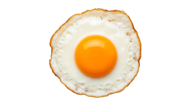 3d illustration of perfectly fried egg with bright orange yolk on transparent background - Powered by Adobe