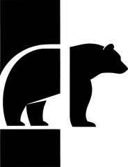  logo style bear silhouette vector icon, flat design, perfect for hiking, camping, or wildlife logos.

