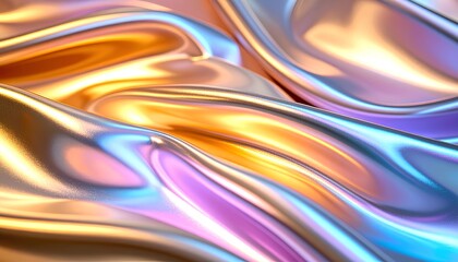Obraz premium iridescent holographic platinum metallic satin silk fabric background