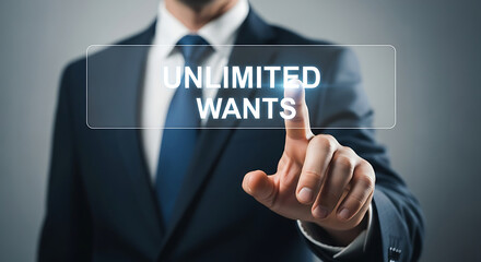 Businessman Pressing Unlimited Wants Button image