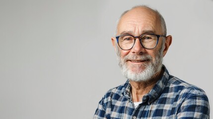 Obraz premium Portrait of smiling mature man standing on transparent background