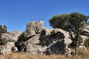 Pink granite rocks near Palau, Gallura, Costa Smeralda, Sardinia, Italy