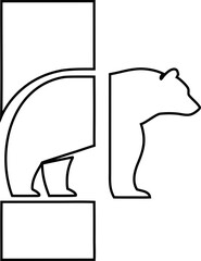 Clean outline bear logo icon in vector, great for hiking logos, nature emblems, or wildlife labels.

