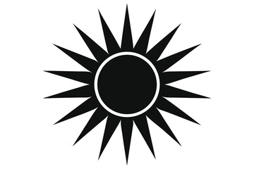 Black Sun Icon Vector Illustration with Sharp Rays and Minimalist Design for Graphic Projects and Creative Concepts