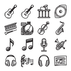 Obraz premium Diverse musical instruments and symbols for creative projects