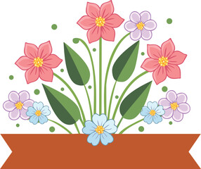 spring flowers and blank banner, Mothers Day concept