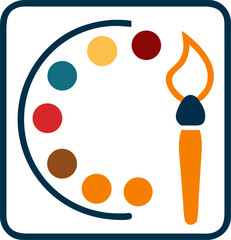 vector illustration of a brush and paints