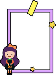 Cartoon Halloween Witch Portrait Frame Illustration