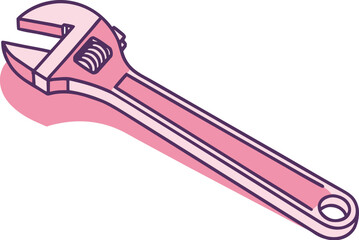 Pink Adjustable Wrench Icon – Modern Flat Tool Illustration