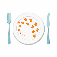 Empty plate with tiny food footprints &ndash; Clean plate with footprints of invisible critters who &ldquo;ate.&rdquo;
