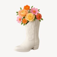 Floral cowboy boot arrangement illustration.