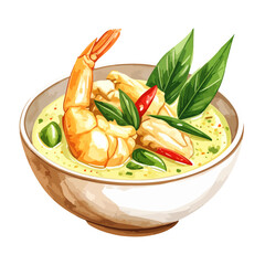 Delicious Thai Green Curry with Shrimp and Chili Peppers