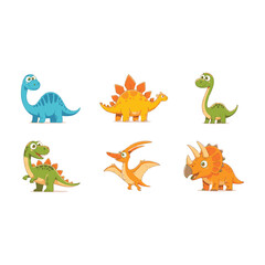 set of cartoon dinosaurs