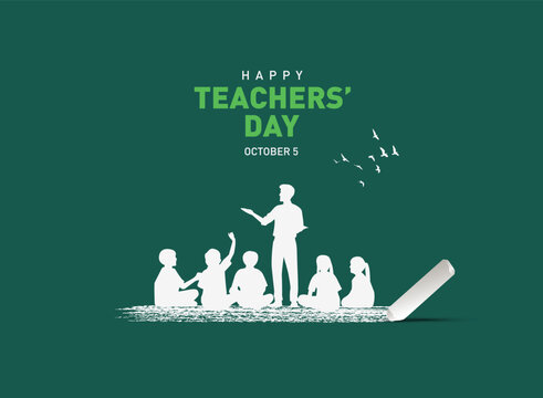 Happy Teacher's day concept vector illustration background. Creative teacher's day vector education concept.