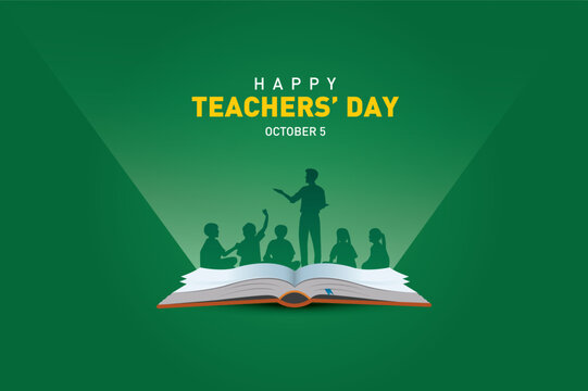 Happy Teacher's day concept vector illustration background. Creative teacher's day vector education concept.