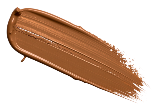 Split Angle Brush Swipe in Copper Brown with Cracked Paint Texture, Transparent Background