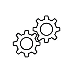Interlocking gears icon representing teamwork and mechanical connection