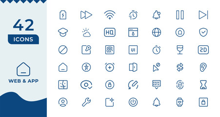 Web & App design icon set. ui ux line icon, user interface iconset collection. Trendy line icons. minimal thin line web icon set.