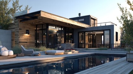 Obraz premium Modern house exterior with pool