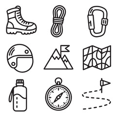 Conquer the outdoors with essential adventure gear icons for your next journey.