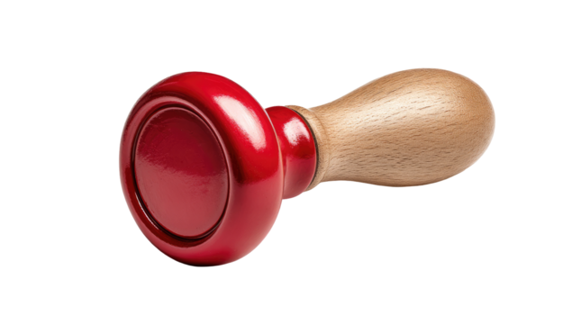 Red stamp with wooden handle