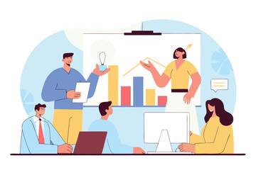 Business people team working together in office meeting illustration