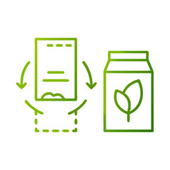 Compostable packaging symbol with recyclable elements in green for eco-friendly solutions and sustainability