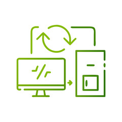 E-waste recycling icon featuring computer and appliance in green for sustainable electronic waste management