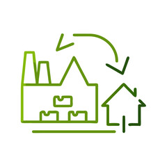 Factory with recycling loop and eco-friendly concept illustration
