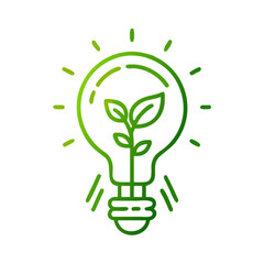 Green innovation symbol with light bulb and plant concept illustration